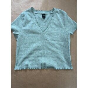 Wild Fable Cropped Lettuce Trim Green Crop Top Size Large